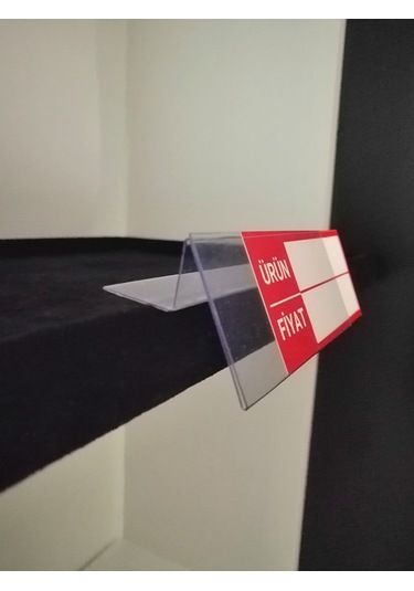 10 Adet Pvc Etiketlik 10x4 Cm Arkaya Yatık Yapışkanlı Raf Önü