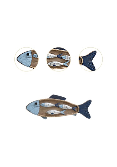 Suntek Ahşap Balık Duvar Sanatı Dekoru, Heykeli Kreş Sahil Büyük