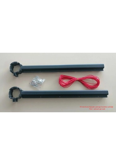 Küpeşte Balkon Çamaşır Kurutma Askılığı 50 mm Boru Tipi Natural ve Antrasit gri Gri