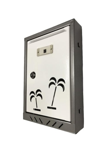 Posta Kutusu Akşan Marka Palmiye Desenli Metal Beyaz-Gri (200118191)