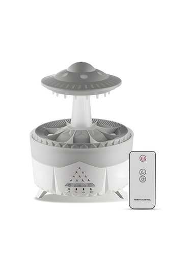 Hangfox Beyaz Ufo Stili Ev Odası Nemlendirici: 350ml, 7 Renk Işık, Uyku Modu, Yağ Ekleme, 2-4-8 Saat Zamanlayıcı, Su Yokken Otomatik Kapatma, Kumandalı, 220v Avrupa Standartı