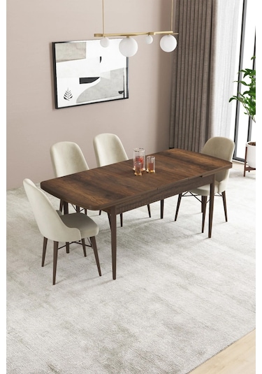 Sar Pakete Almira Serisi, Barok Ahşap Desen 80x132 Açılabilir Mdf Mutfak Masası Takımı 4 Adet Sandalye Krem Sar Pakete Almira Serisi, Barok Ahşap Desen 80x132 Açılabilir Mdf Mutfak Masası Takımı 4 Adet Sandalye Krem