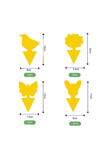 Jeehugo 24 Adet Sarı Bitki Haşere Tutucu: Sinek, Gnats, Aphid İçin Yapay Zemin Yaprakçıktı, Güneş Çiçeği, Kuş, Köpek Şeklinde Yapıştırıcı Tuzaklar