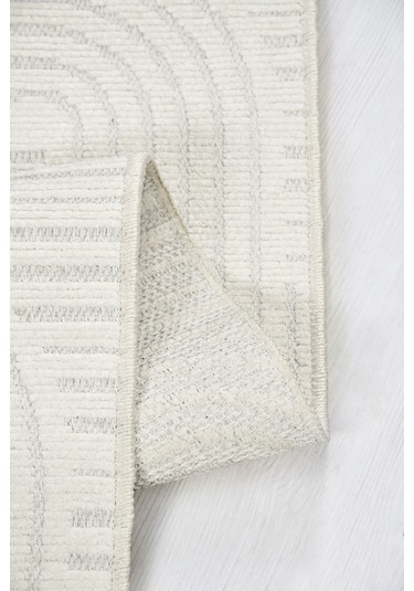 Revna Ekru Yıkanabilir Halı Kaydırmaz Tabanlı Pamuk Dokuma Salon Mutfak Koridor İçin Ekru