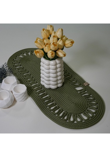 Zengin Design Home Zdh-805 Oval Runner Haki