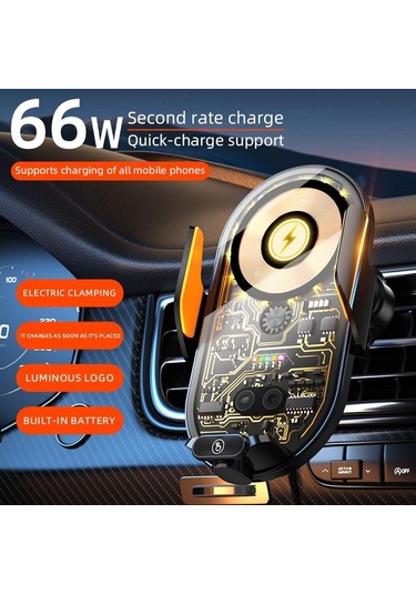 Altın Yeni Şeffaf Manyetik Araç Navigasyon Destek Çerçevesi Araba 66w Kablosuz Şarj Cihazı Süper Hızlı Şarj Araç Telefonu Tutucu