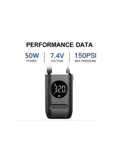 Xuweiwei Siyah Usb Şarjlı Led Işıklı 150 Psı Taşınabilir Lastik Şişirici Araba Motosiklet Bisiklet Dijital Hava Kompresörü Abs Malzeme Hediyelik