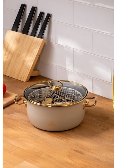 Emsan Retro Emaye Kızartma Tenceresi Bej