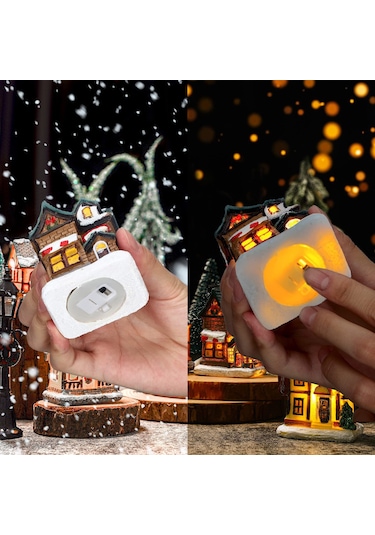 Springsun "mini Işıklı Noel Köyü Ev Dekoru - Led Aydınlatmalı, Pilli, Şık Ve Dayanıklı" Siyah