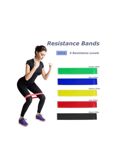 Xiyyadms 5 Seviye Dirençli 5'li Pilates Bandı Seti - Ev, Spor Salonu Ve Seyahat İçin Esneme Ve Fitness Diğer