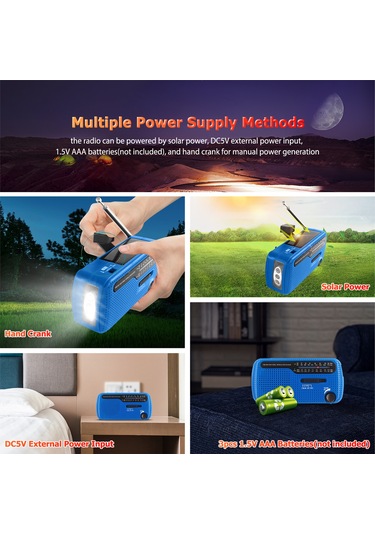 Springsun Acil Radyo El Kranklı Güneş Radyosu 1200mah Şarj Edilebilir Taşınabilir Güç