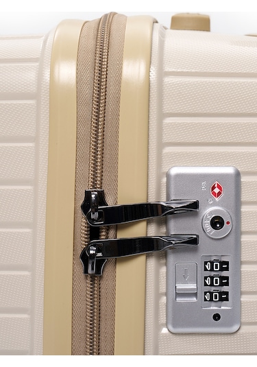 Elatae Exclusive Pro Polipropilen Kırılmaz 3'lü Valiz Seti Büyük - Orta Boy Ve Makyaj Çantası Bej - Vizon 5239 Bej - Vizon