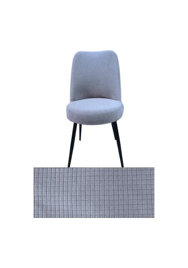 StarMall Yıkanabilir Streç Lastikli Likralı Oval Sandalye Kılıfı - Yuvarlak Sandalye Örtüsü 1 Adet Gri