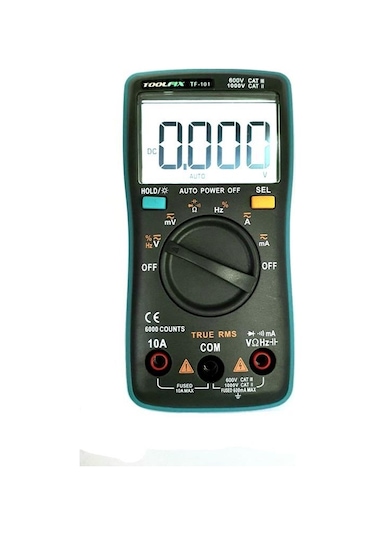 Toolfıx Tf-101 Işıklı Dijital Multimetre Ölçü Aleti True Rms
