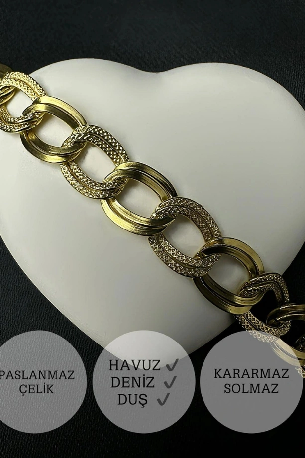 Samanyolu / Uzayyolu Tasarım Gold Çelik Zincir Kolye Sirius Serisi Altın