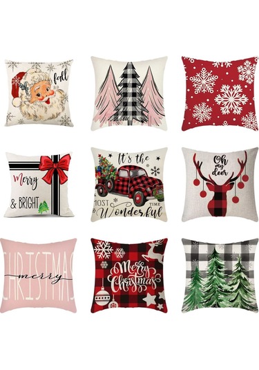 Cartoon Hand-painted Style Christmas Decorative Pillow No.119 Ekru