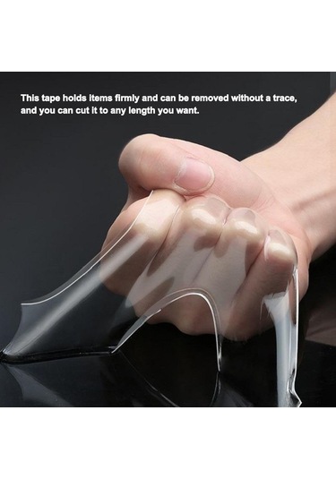 Lemestar Yeniden Kullanılabilir Çift Taraflı Yapışkan Bant - İz Bırakmayan, Kesilebilir, Yıkanabilir