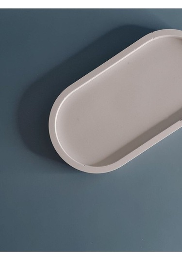 Dekoratif Beton Oval Sunumluk Dekoratif Takı Tabağı, Saksılık, Yağdanlık, Tütsülük, Mumluk Betonmall