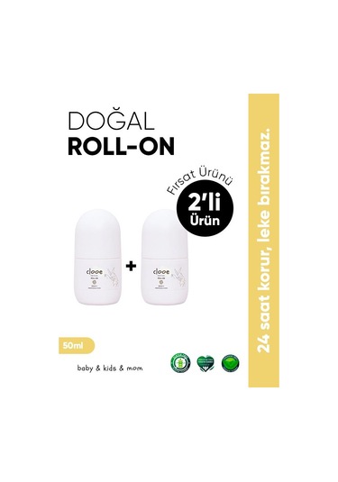 Clooe Doğal Roll On Unisex Ter Kokusu Önleyici 50ml - 2 Li Fırsat Paketi