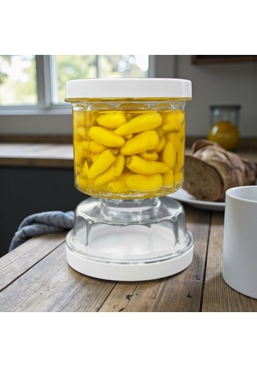 Technow Vps-023 Sulu Peynir Zeytin Ve Turşu Saklama Kabı 500 Ml Beyaz