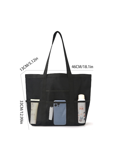 Skycity Beyaz Çok Amaçlı Katlanabilir Ağ Desenli Çanta - Plaj, Spor, Yürüyüş İçin Dayanıklı Poliester Büyük Kapasiteli Taşıma Çantası Beyaz