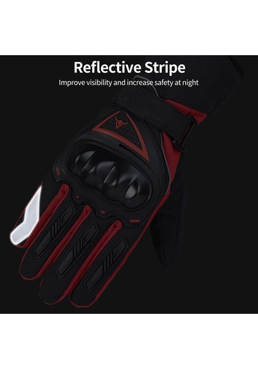 Wezone Kış Motosiklet Eldiveni, Gece Yansıtan, Dokunmatik Ekranlı, Su Geçirmez, Soğuk Hava Uygun Yeşil-m