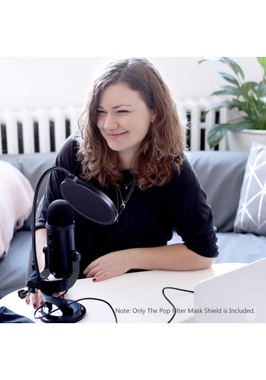 Yaleker Kalıtlı Ses İçin Mikrofon Pop Filtresi - Çift Katlı Filtre, Rüzgar Ve Tükürük Engeli, Esnek Kanca Ve Boyun, Siyah, Stüdyo/görüntü Kaydı Uygun