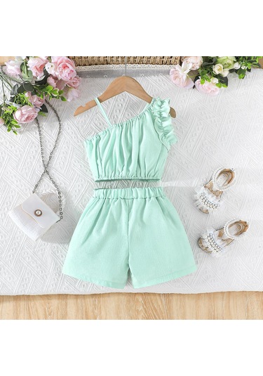 6m-5y Kız Çocuk Giyim Çocuk Yaz Kısa Kollu + Şort İki Parça Kız Çocuk Kısa Kollu Takım Kırmızı