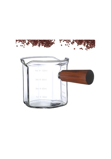 Ahşap Saplı Espresso Ölçü Kabı, Ölçekli Cam Ölçü Kabı, V Şeklinde Ağızlı Espresso Shot Bardağı, Şeffaf Camdan Espresso Aksesuarları