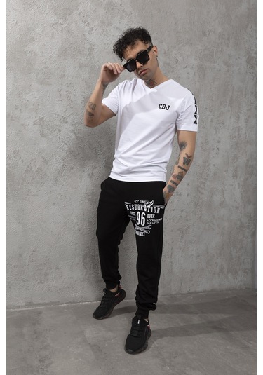 Cr156 Restoration Baskılı Erkek Eşofman Altı Siyah