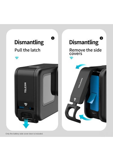 Jeemson Telesın Alüminyum Gopro Hero 9 Uyumlu Şarj Edilebilir Yan Kapak Model Gp-clc-902