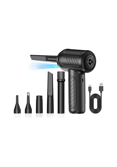 Geeksen Taşınabilir Şarjlı 10000pa Güçlü Elektrikli Süpürge - 5 Nozullu, Led Işıklı, 6000mah Pil İle Bilgisayar, Araç Ve Ofis Temizliği İçin