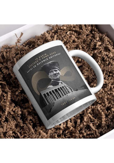 Applucky 10 Kasım Atatürk'ü Anma Günü Baskı Kupa Bardak Beyaz