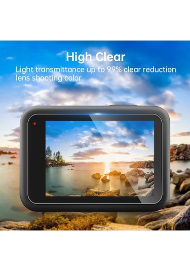 Gopro Hero13 Siyah Puluz 3'ü 1 Arada Lens Ve Ön Arka Ekran 9h 2.5d Temperli Cam Filmi Şeffaf İçin