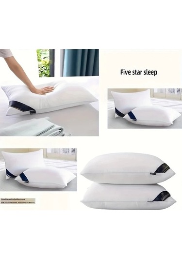 Trendooze Mavi Yıldızlı Otel Kalitesi Yastık, Boyun Desteği, 2 Adet, Lüks Uyku Deneyimi mavi