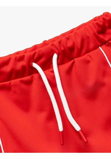 Koton Beli Lastikli Bağlamalı Mini Etek Kırmızı 5skg70045ak Kırmızı