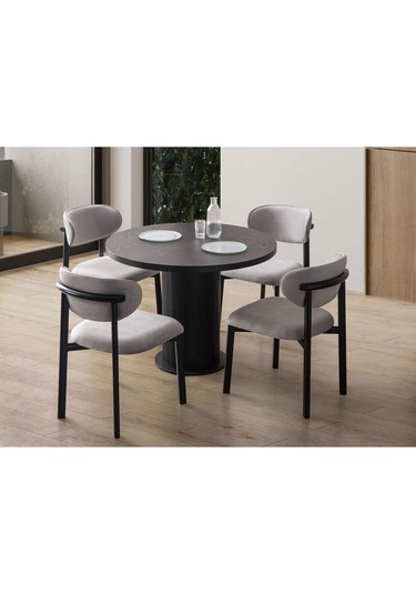 Senkron Yemek Masası Takımı 4 Kişilik Siyah