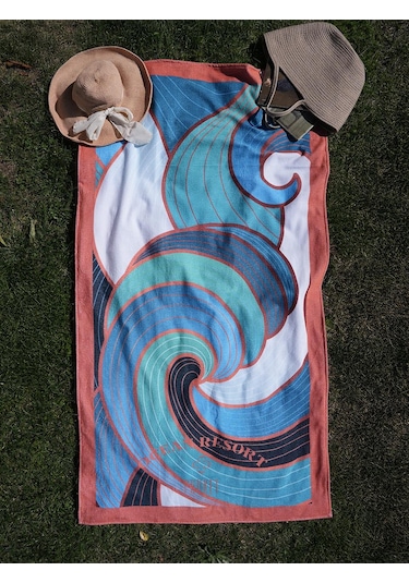 Kadife 100x180 Cm Desenli Modern Plaj Havlusu Baveno Desen003