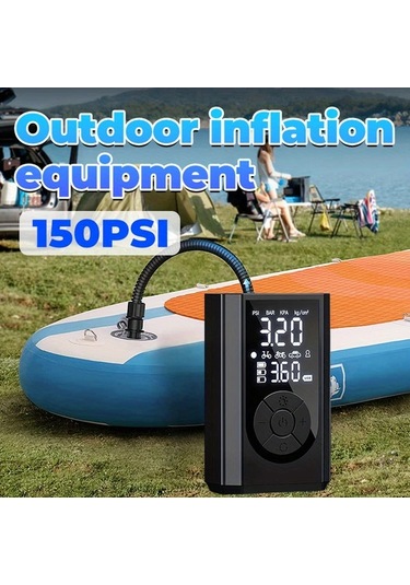 Willowhaven Siyah Kablosuz Elektrikli Şişirme Pompası 150psı Dijital Göstergeli Led Aydınlatmalı 2x2000mah Pil