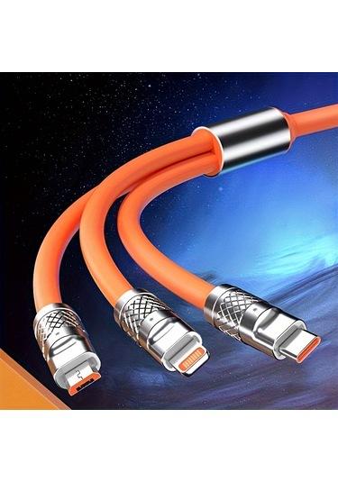 3'ü 1 Arada Renkli 15w Usb Type-c Şarj Kablosu Diğer