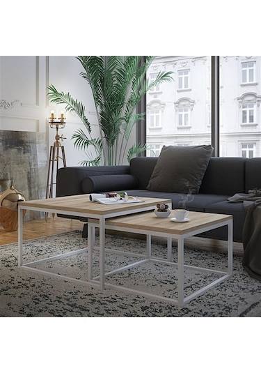 2'Li Beyaz Orta Sehpa