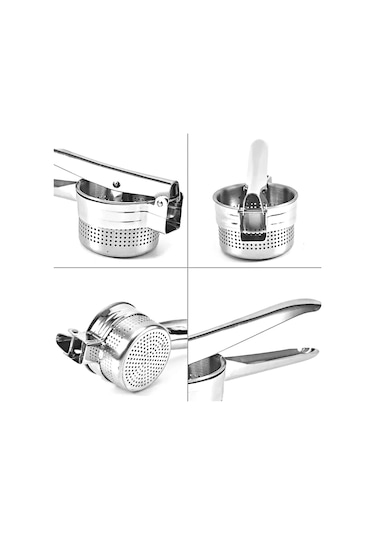 Tilbe Home Patates Ezici Press Meyve Nar Sıkacağı Patates Püre Yapıcı Mutfak Hazneli Çelik Mevye Lim Çelik