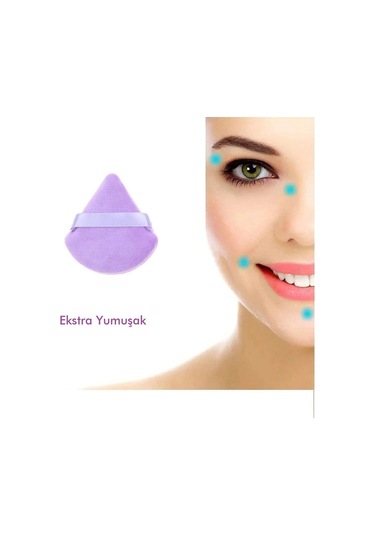 Melien Üçgen Parmak Pamuk Yıkanabilir Kadife Puf Makyaj Süngeri 3'lü