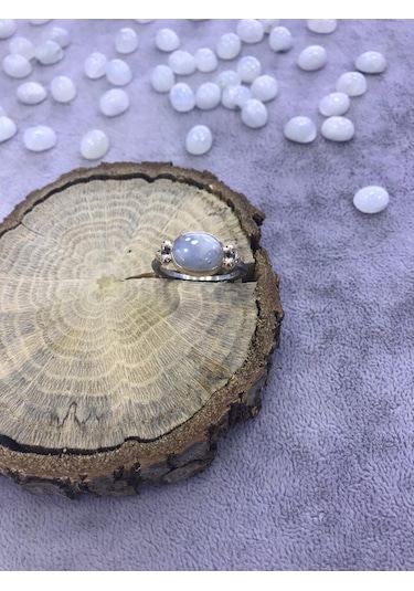 Ay Taşı Gümüş Yüzük Doğal Taş 925 Ayar - 200920629