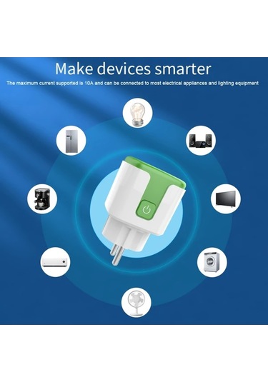 Xuweiwei Akıllı Wifi Soket Yeşil 16a 1 Adet Tuya Akıllı Alexa Google Home Uyumlu Ses Kontrol Zamanlayıcı Elektrik İstatistik 110v 240v Avrupa Fiş