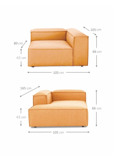 Most Mollis Plus Sol Köşe 2 Modül Köşe Kiremit Keten Kumaş Yumuşa