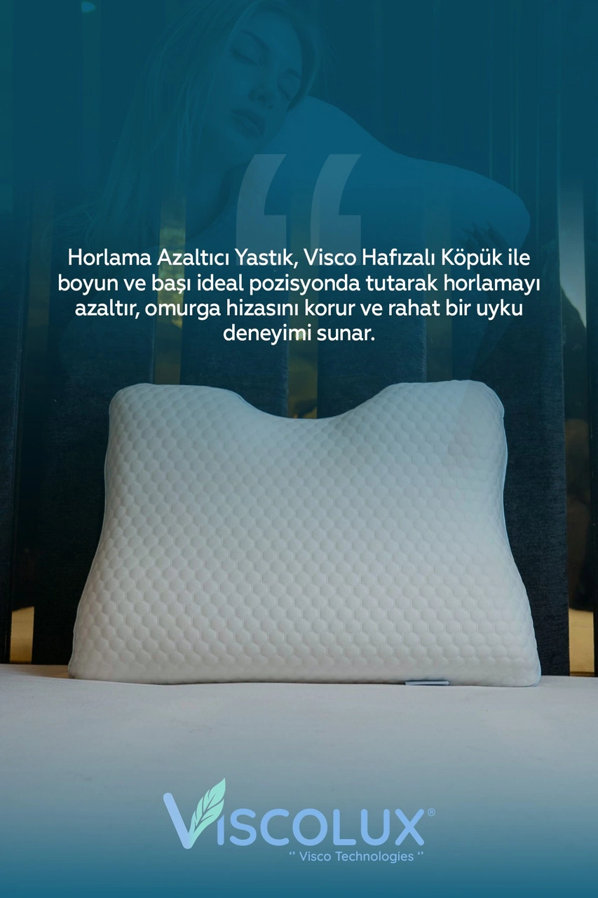 Horlama Azaltıcı Yastık - Horlama Önleyici Ortopedik Visco Yastık 55x40x12/10 Mavi