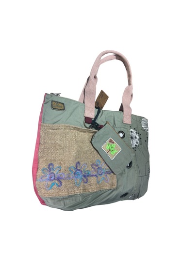 Vintage Salaş Çok Renkli Orta Boy Günlük Seyahat Gezi Omuz Çantası 36cmx34cm Pembe