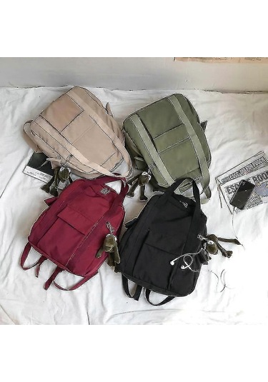 Ganzhoushop Düz Renk Kadın Su Geçirmez Naylon Sırt Çantası Genç Kızlar İçin Basit Okul Çantası Omuz Seyahat Çantası Okul Sırt Çantasıkırmızı Çok Renkli