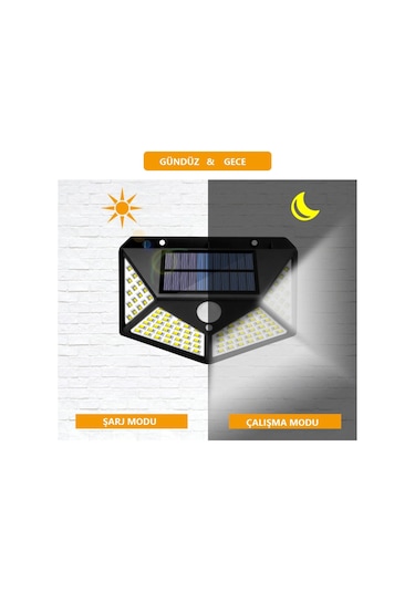 Güneş Enerjili Solar Bahçe Lambası Hareket Sensörlü 100 Led (483338461)